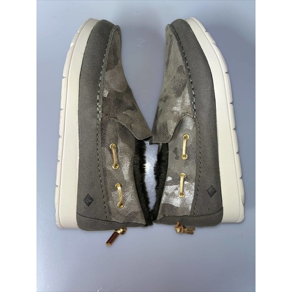 Sperry Size 7.5 M MOC-SIDER Olive Leather Moccasin Loafers New Women's Shoes - Picture 8 of 11